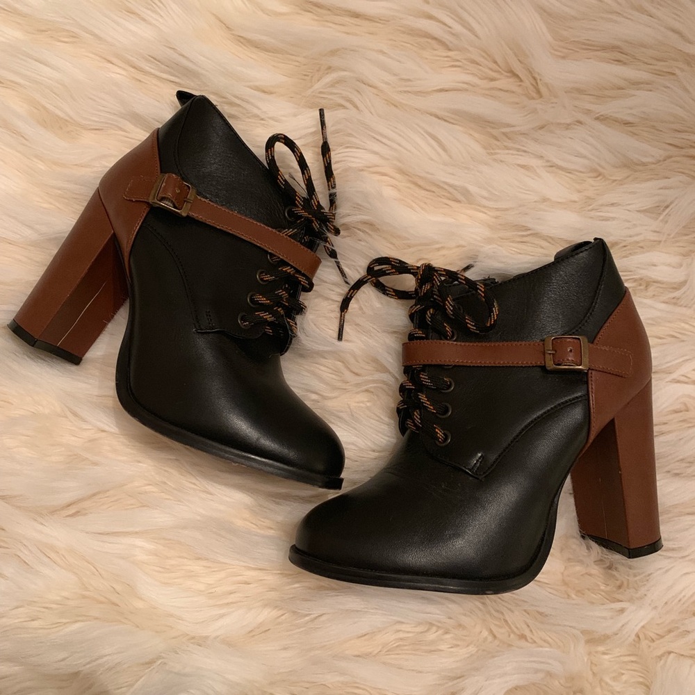 Lace Up Chunky Heel Booties